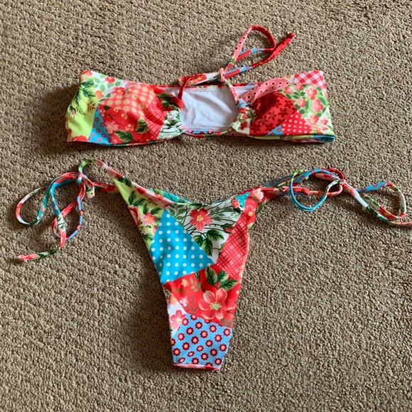 NEW Shein Allover Print Tie Side Bikini Swimsuit - Picture 8 of 10